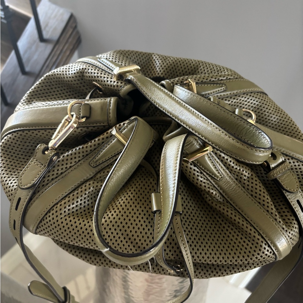 Olive Green Rebecca Mankoff, genuine leather handbag with shoulder strap - Picture 5 of 14